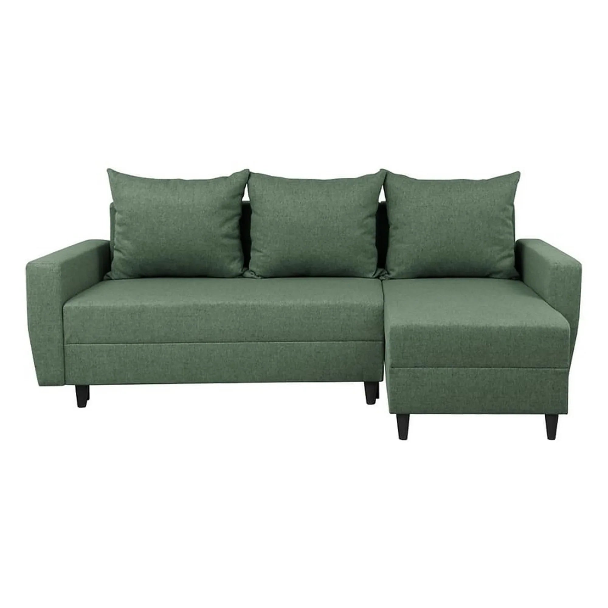 Coltar extensibil MALIN, universal, stofa clasica verde - Neve 34, cu lada depozitare, 230x136x98 cm