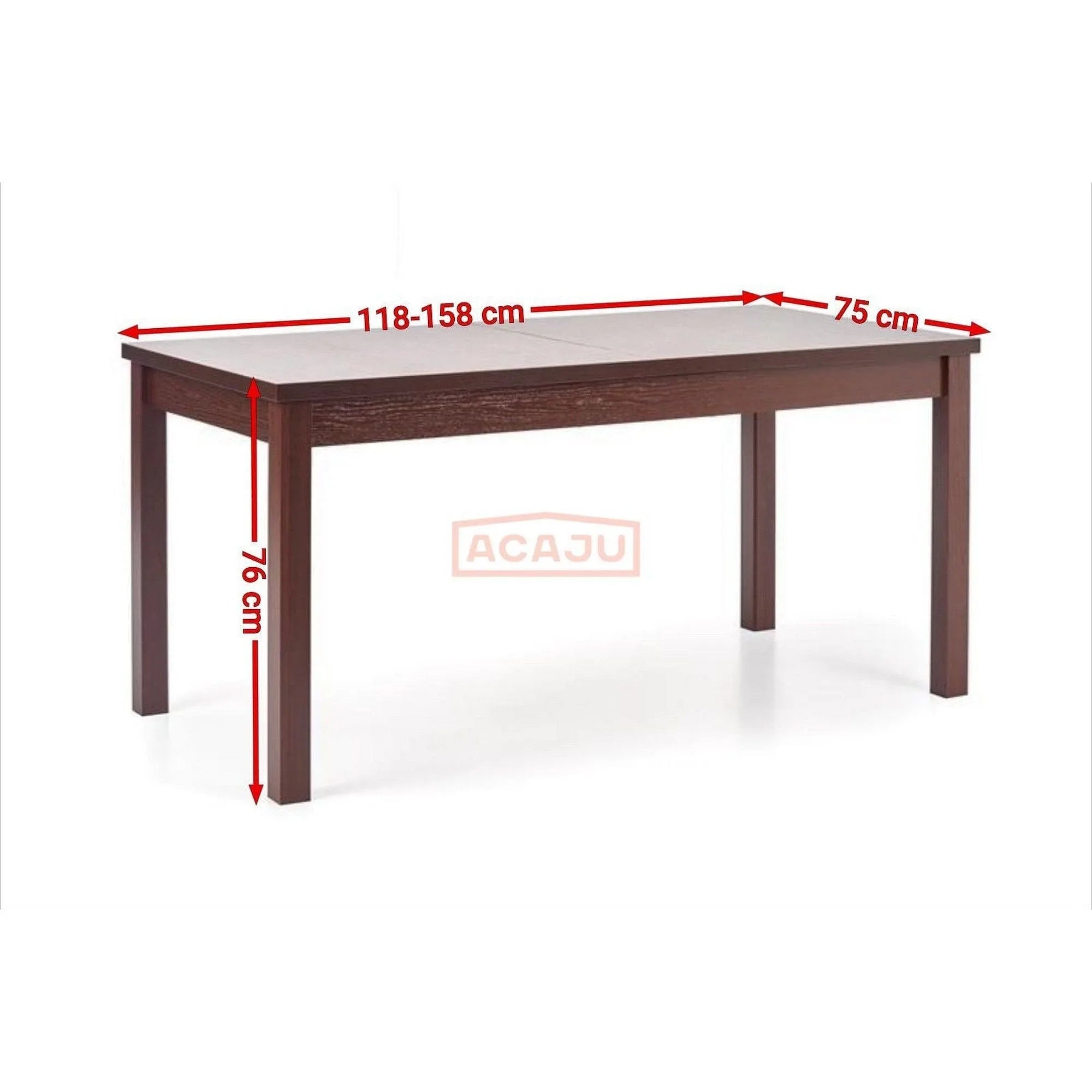 Masa extensibila MAURYCY, nuc inchis, PAL, 118/158x75x75 cm