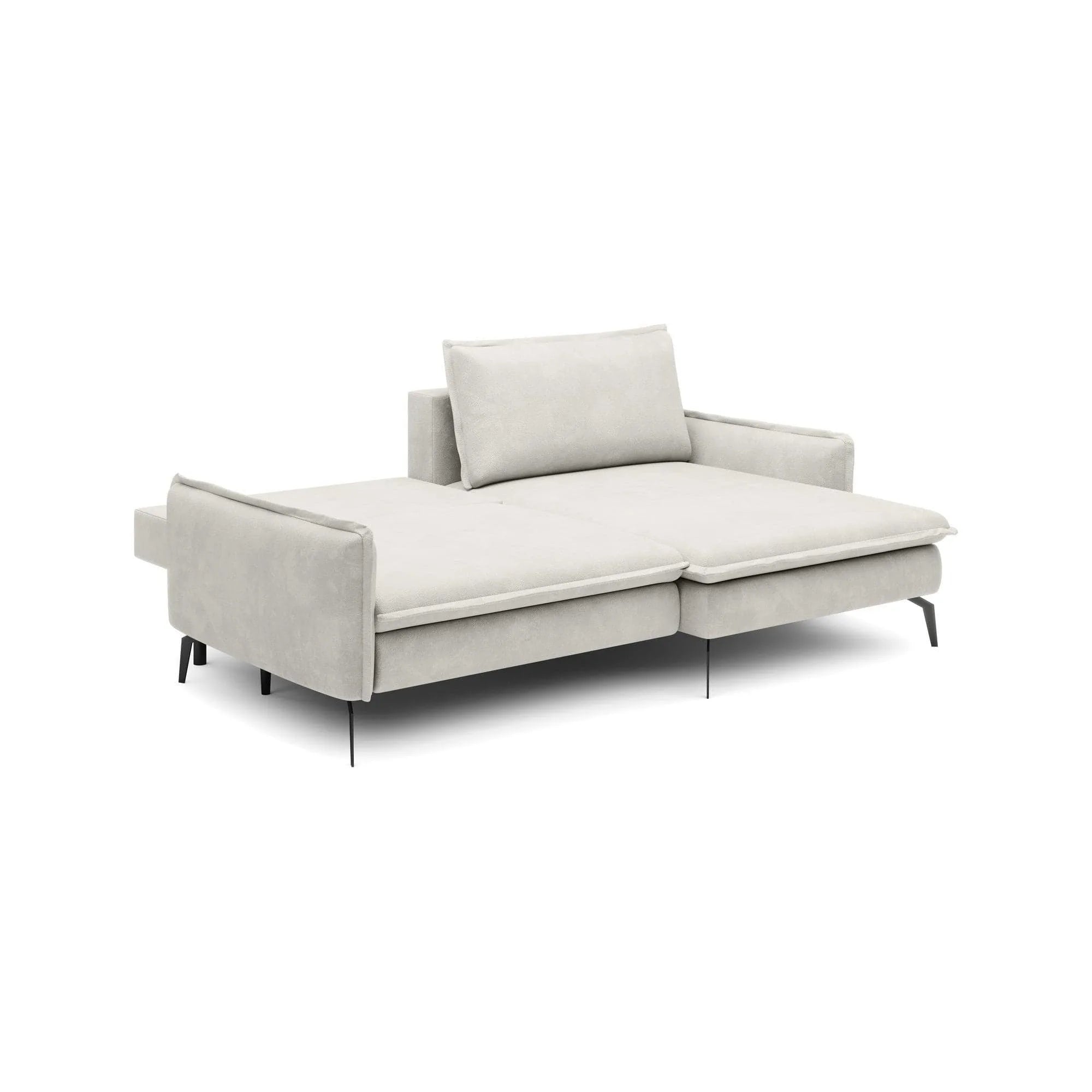 Coltar extensibil GLOSSY, sezlong dreapta, stofa catifelata bej - Riviera 16, cu lada depozitare, 226x162x88 cm