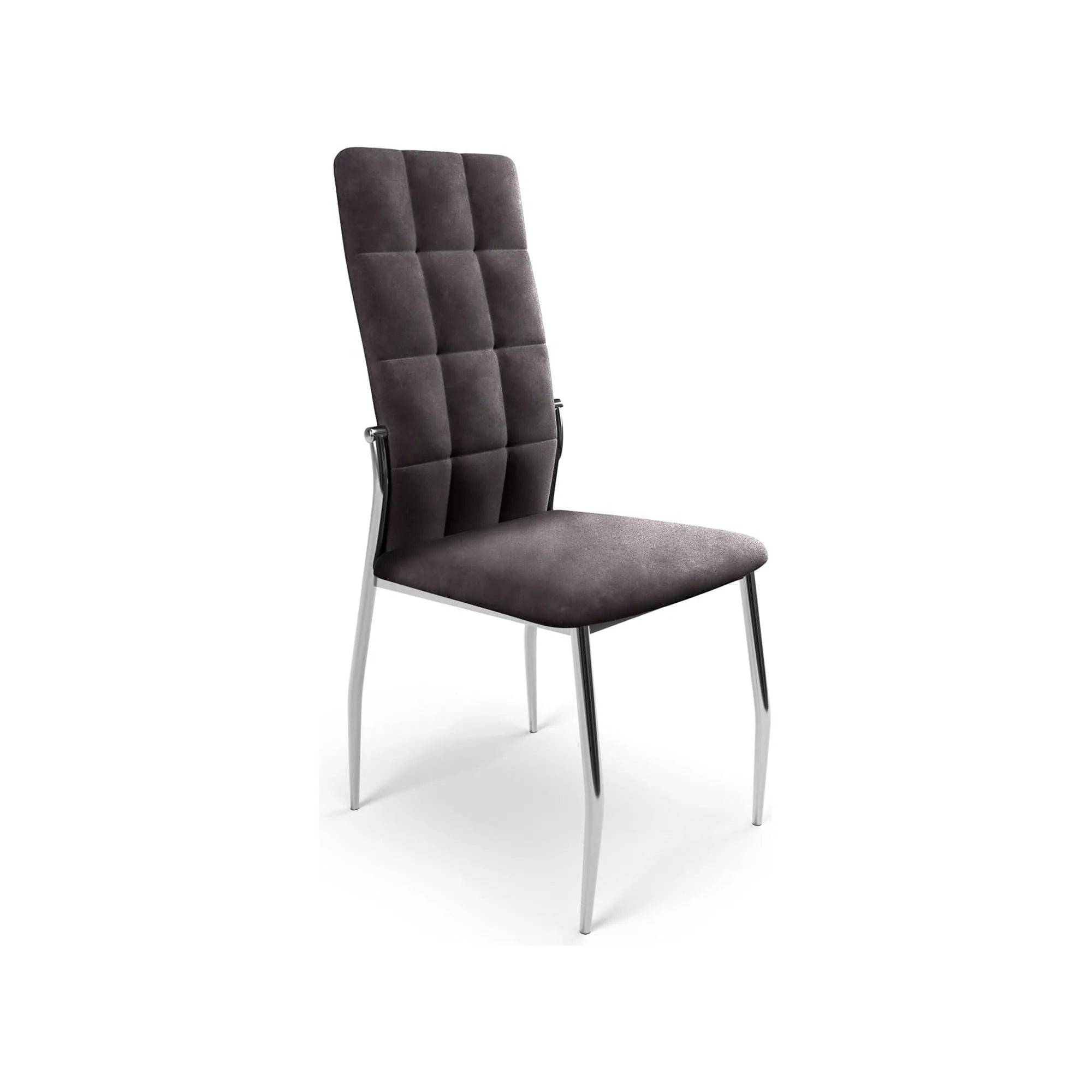 Scaun tapitat K416, gri/argintiu, stofa catifelata/metal, 43x54x101 cm