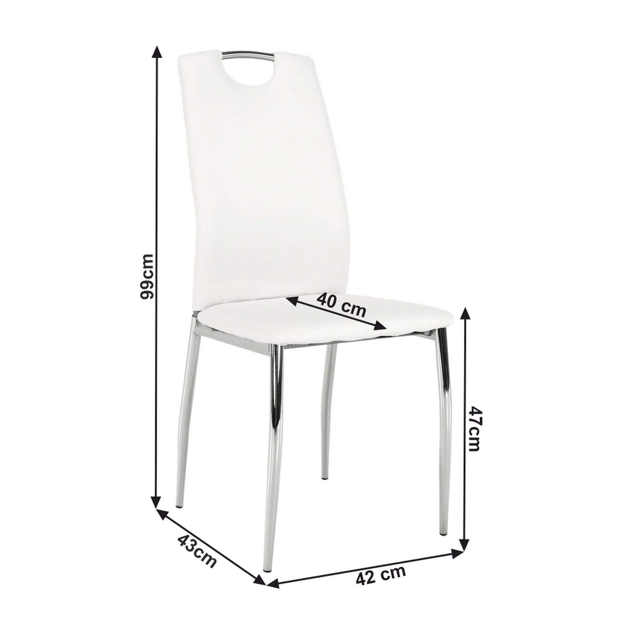 Scaun ERVINA, alb/crom, piele ecologica/metal, 42x43x99 cm