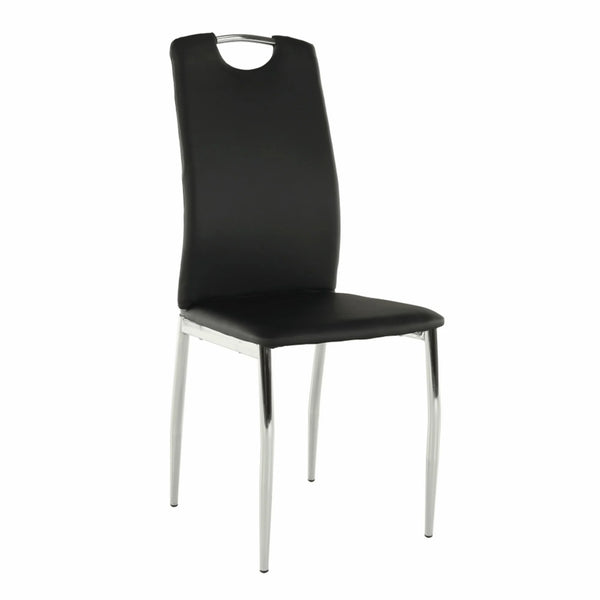 Scaun dining ERVINA, negru/crom, piele ecologica/metal, 42x43x99 cm