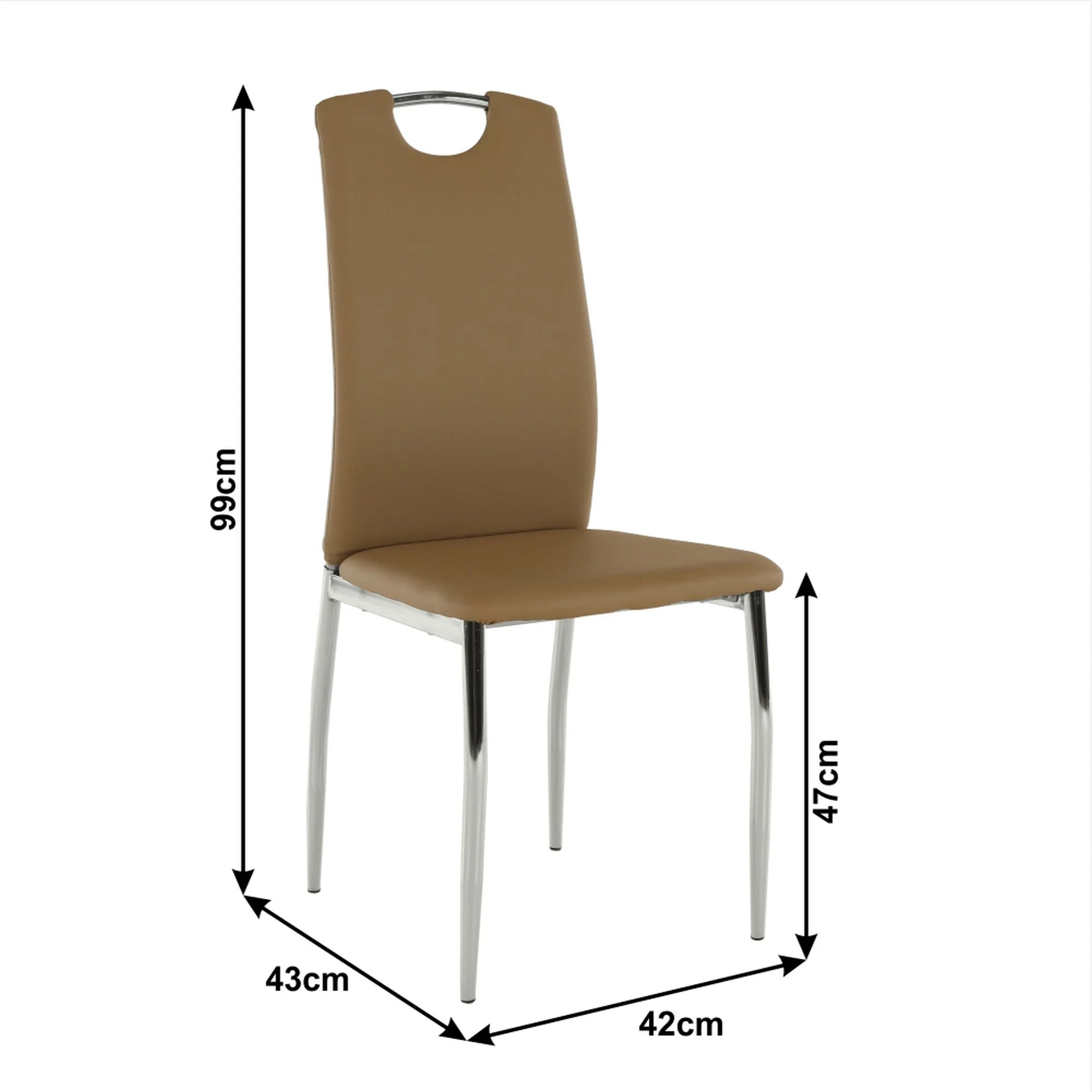 Scaun ERVINA, bej/crom, piele ecologica/metal, 42x43x99x47 cm