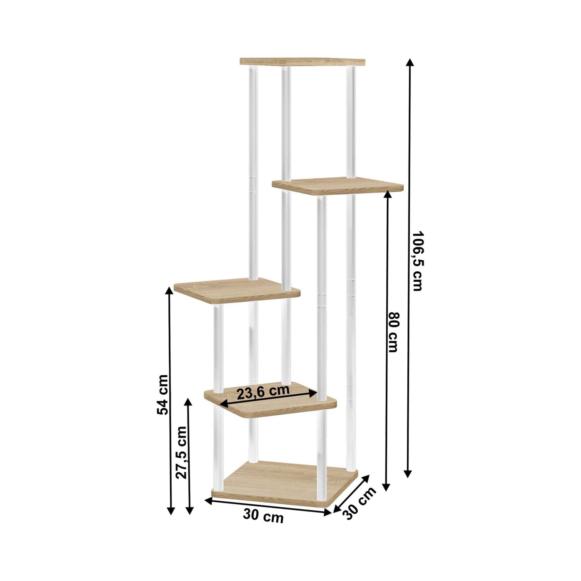 Etajera ADITE, stejar sonoma/alb, PAL/metal, 30x30x107 cm