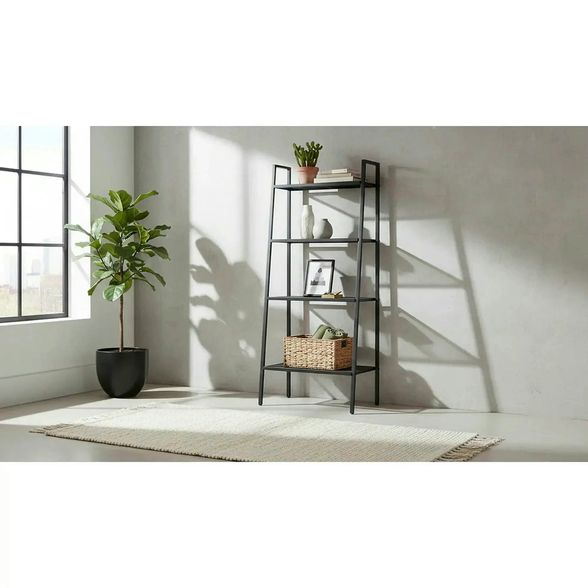 Etajera ALDEA, negru, metal, 60x35x148 cm