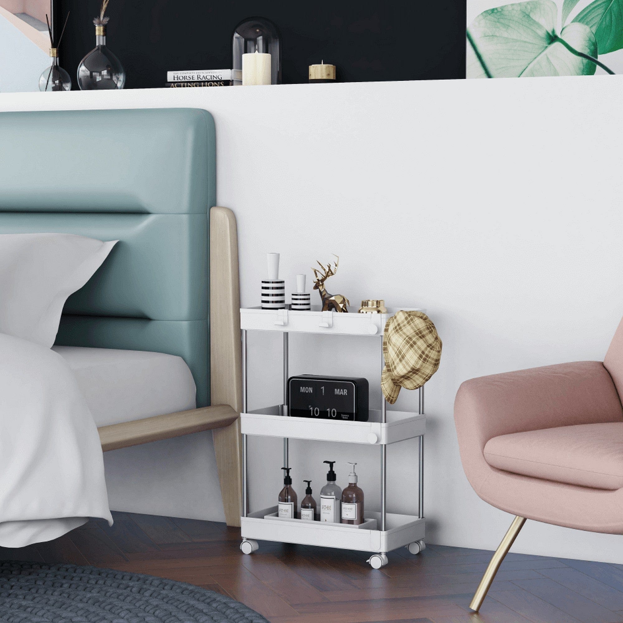 Etajera ALIOL TIP 1, alb, metal/plastic, 40x22x60 cm