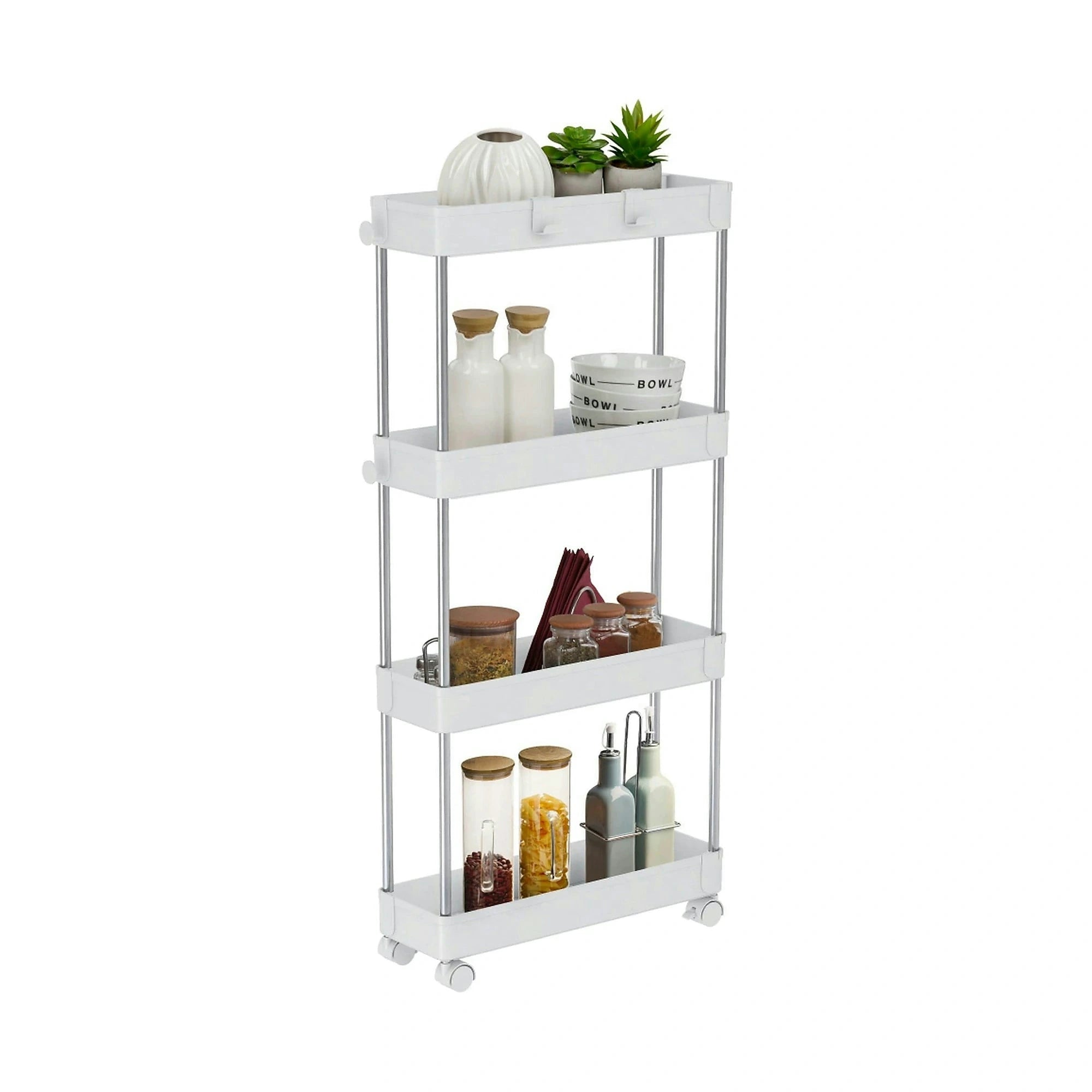 Etajera ALIOL TIP 2, alb, metal/plastic, 40x13x85 cm
