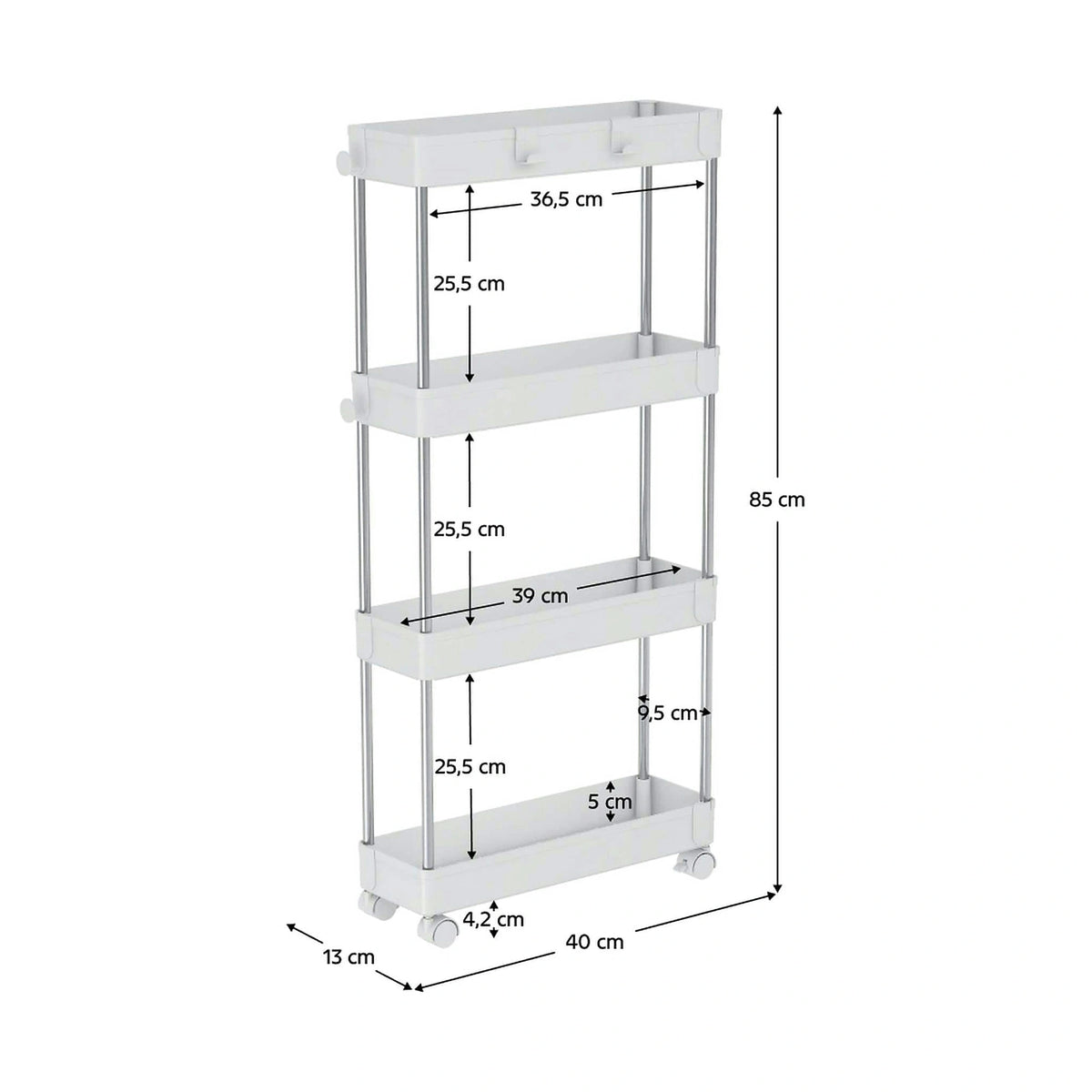 Etajera ALIOL TIP 2, alb, metal/plastic, 40x13x85 cm