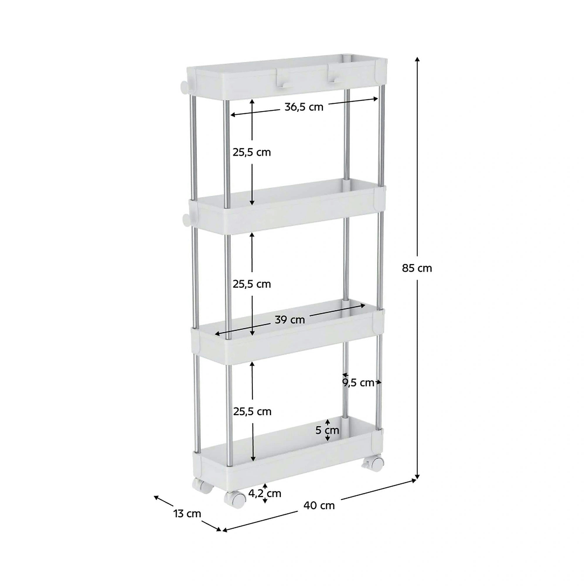 Etajera ALIOL TIP 2, alb, metal/plastic, 40x13x85 cm