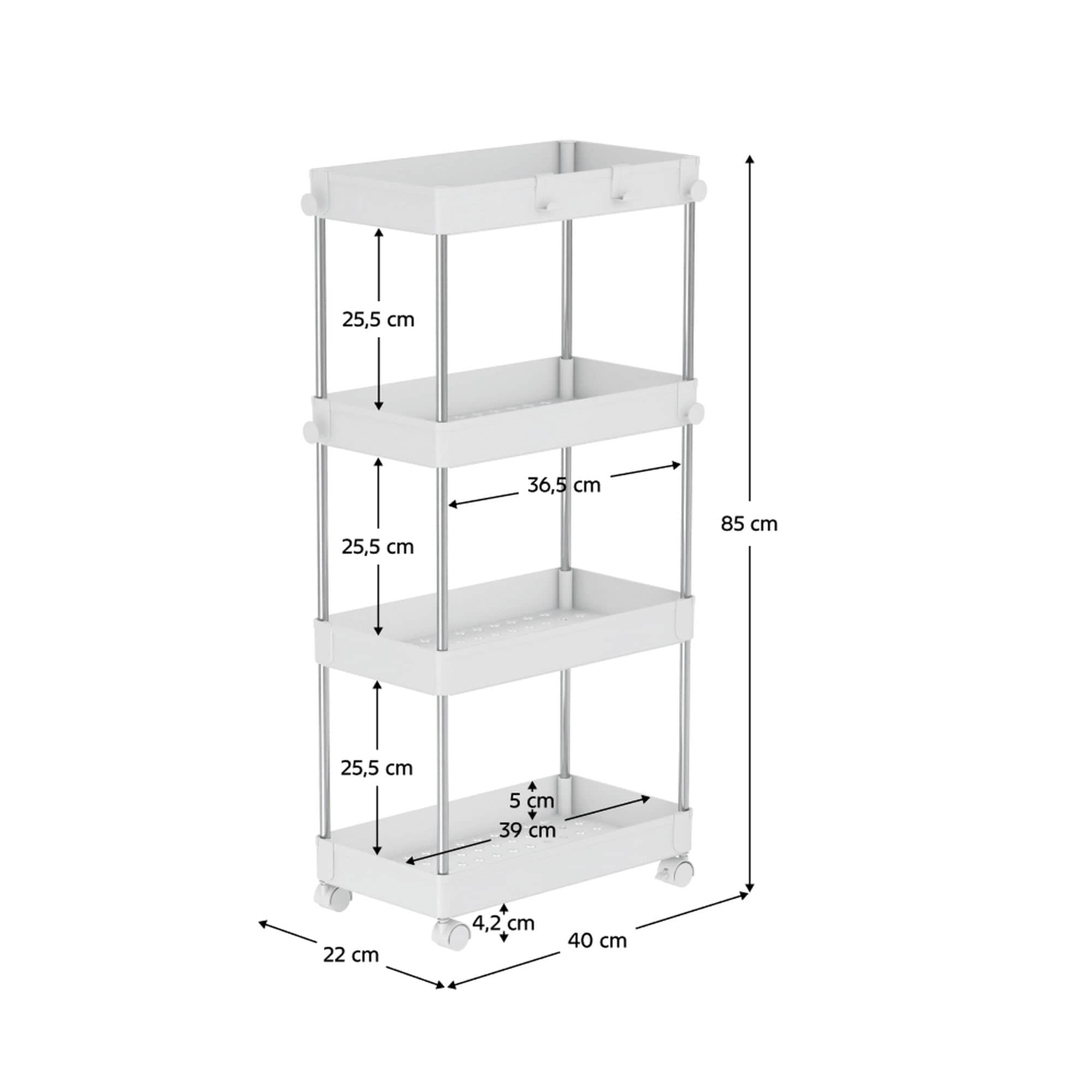 Etajera ALIOL TIP 3, alb, metal/plastic, 40x22x85 cm