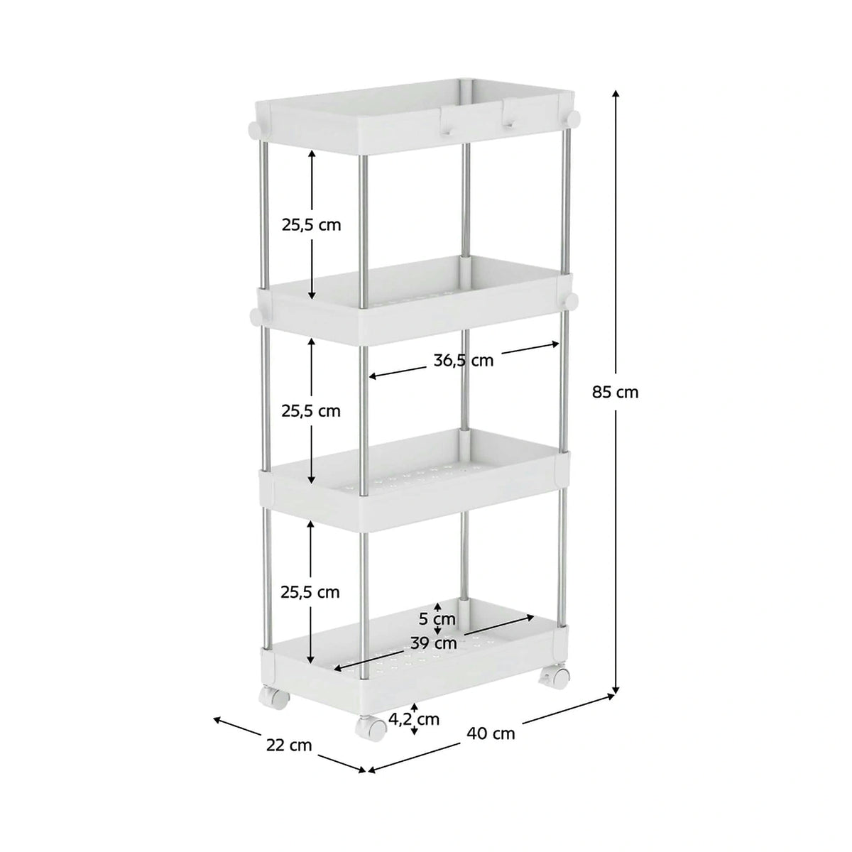 Etajera ALIOL TIP 3, alb, metal/plastic, 40x22x85 cm