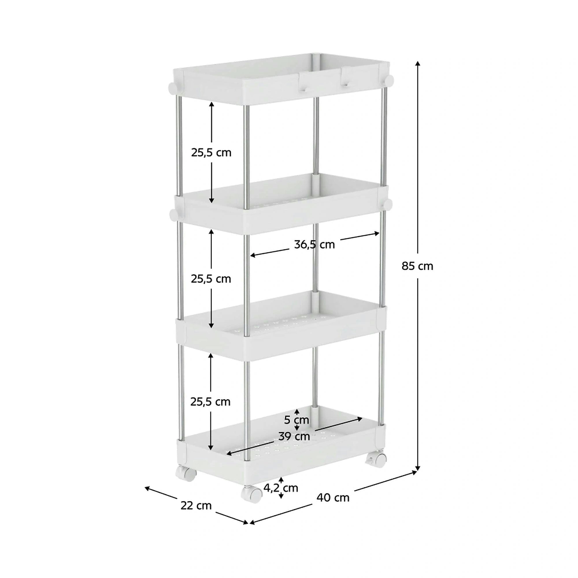 Etajera ALIOL TIP 3, alb, metal/plastic, 40x22x85 cm