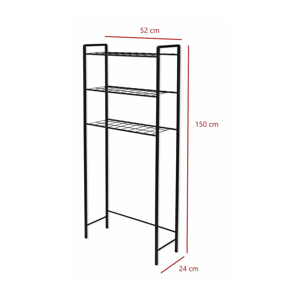 Etajera baie OTIS, negru, metal, 52x24x150 cm