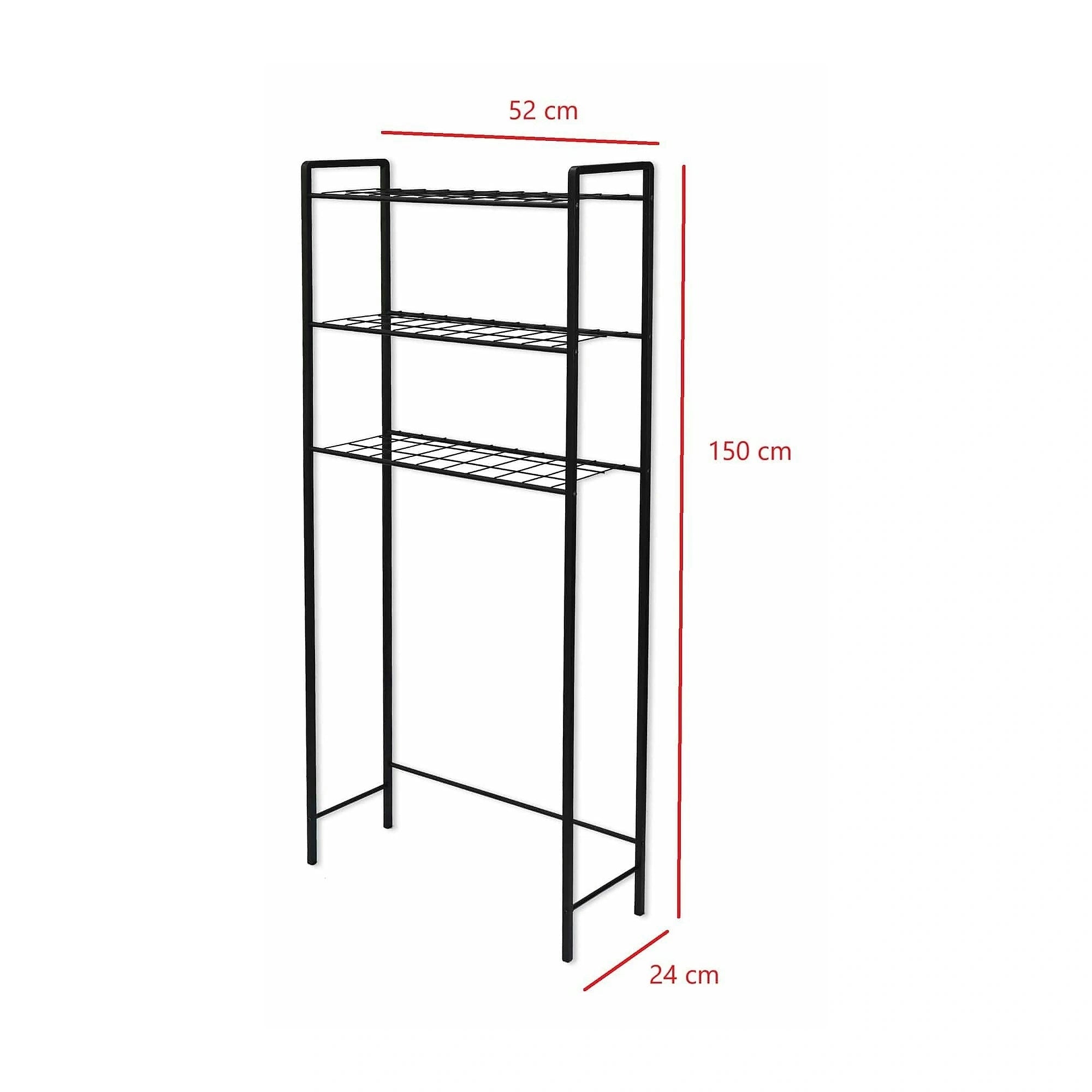 Etajera baie OTIS, negru, metal, 52x24x150 cm