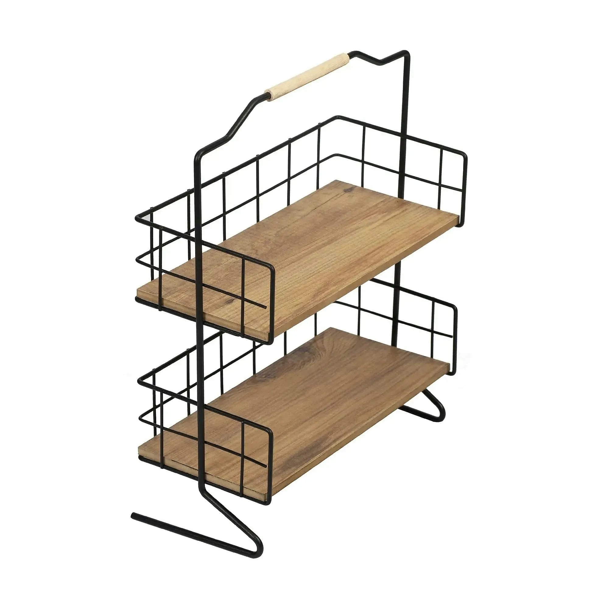 Etajera baie SHELF ELSE, stejar/negru, PAL melaminat/metal, 32x15x42 cm