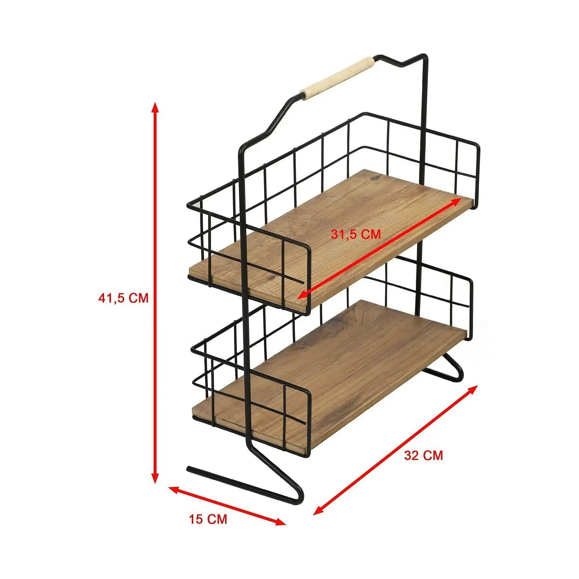 Etajera baie SHELF ELSE, stejar/negru, PAL melaminat/metal, 32x15x42 cm