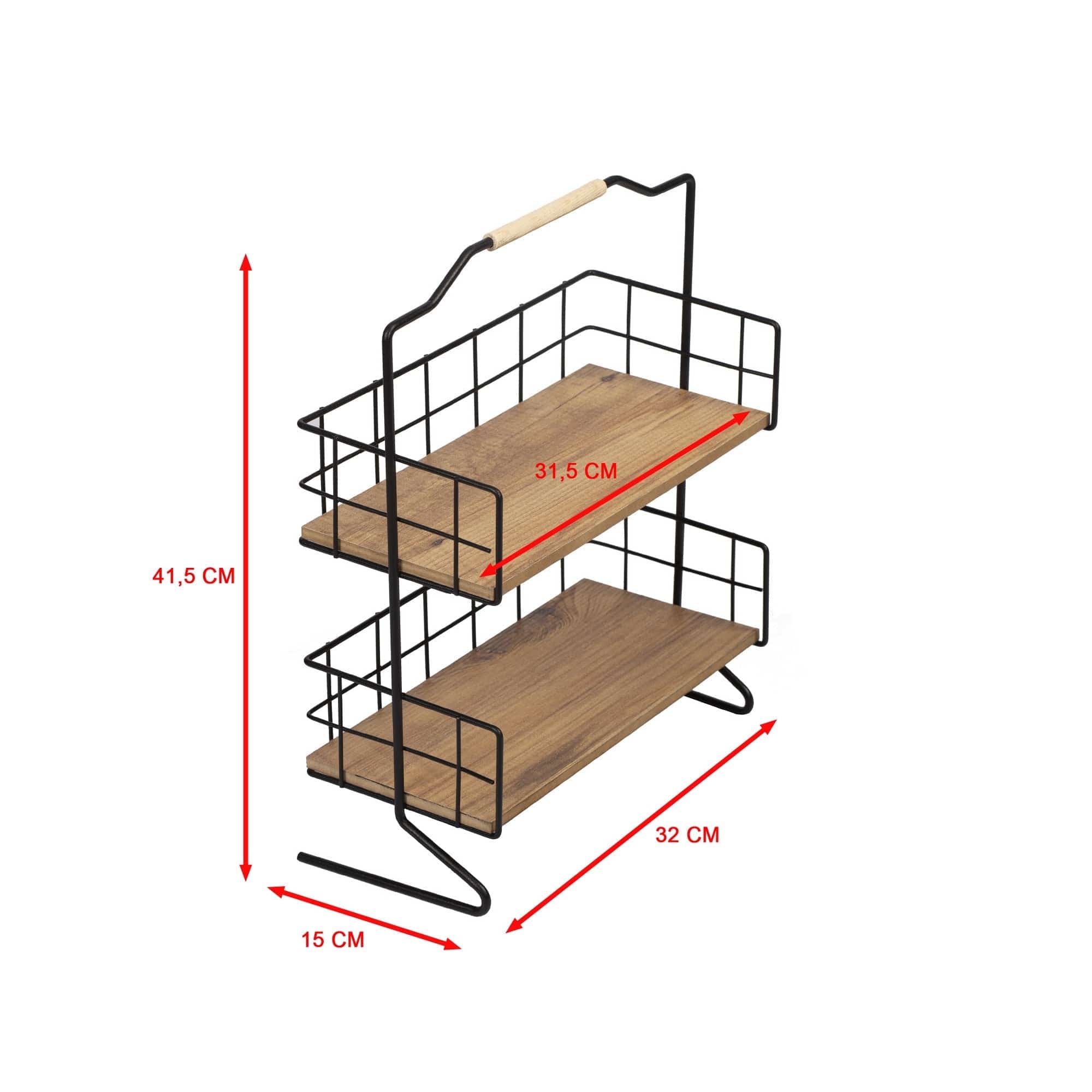 Etajera baie SHELF ELSE, stejar/negru, PAL melaminat/metal, 32x15x42 cm