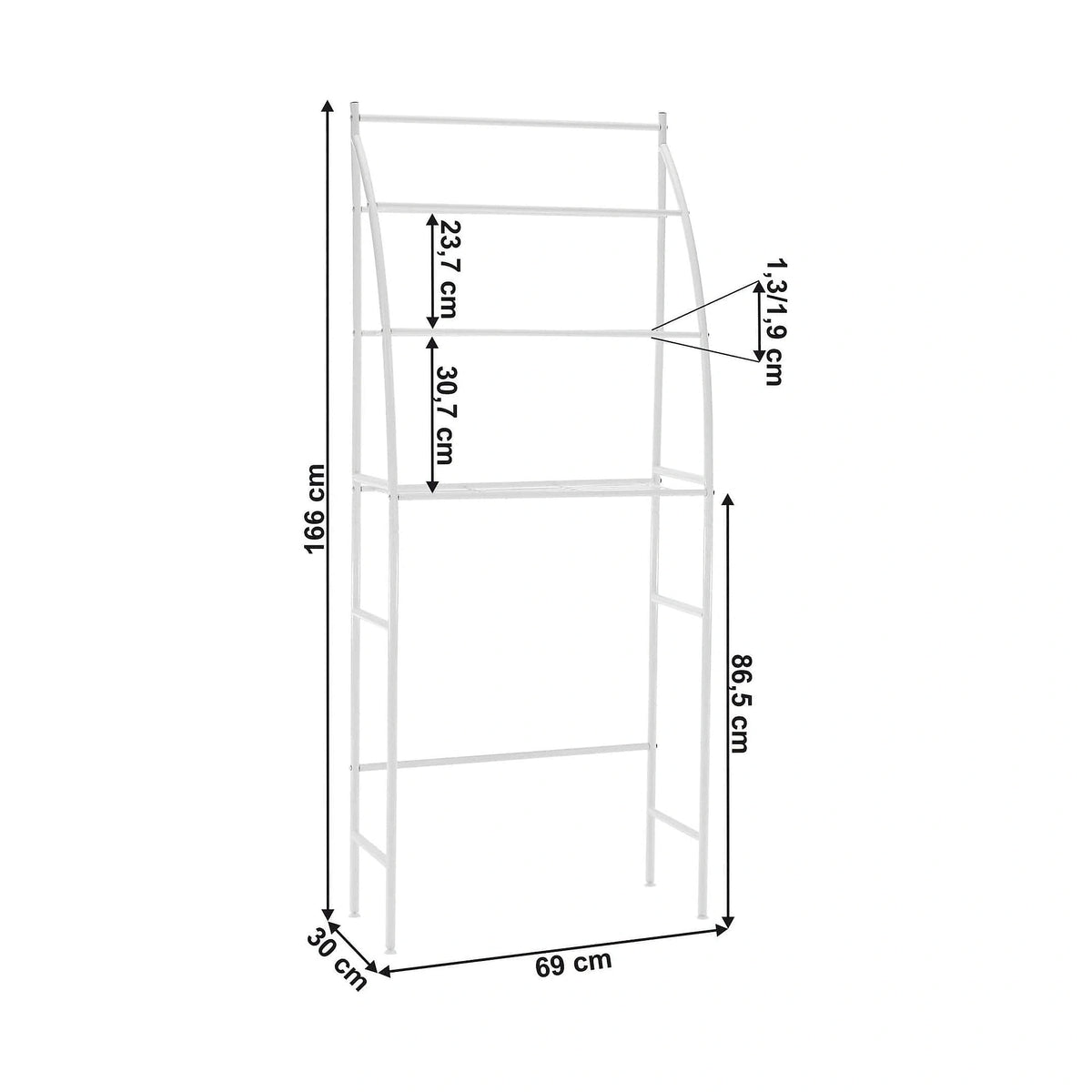 Etajera baie VIMERA, alb, metal, 69x30x166 cm