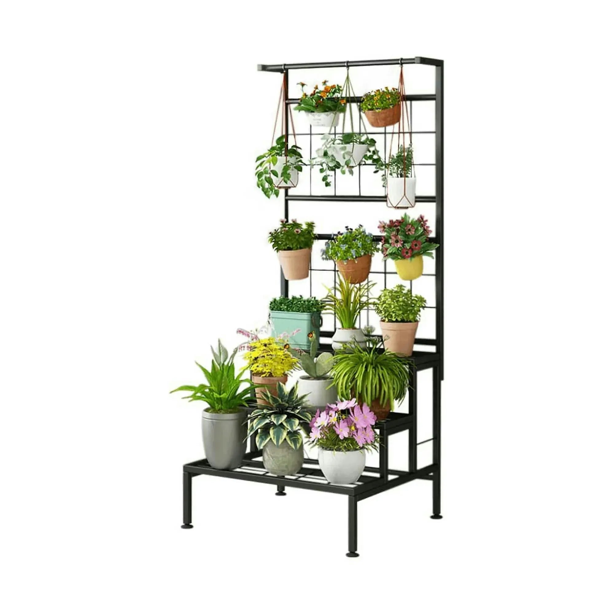 Etajera BALKO, negru, metal, 60x54x158 cm