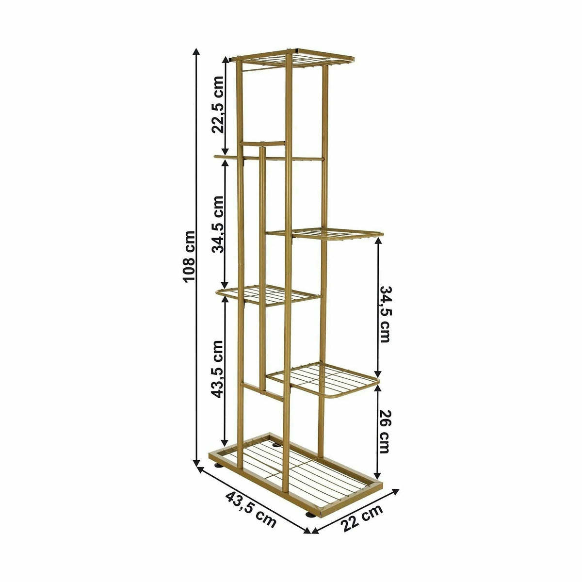 Etajera BAMIR TIP 3, auriu, metal, 44x22x108 cm