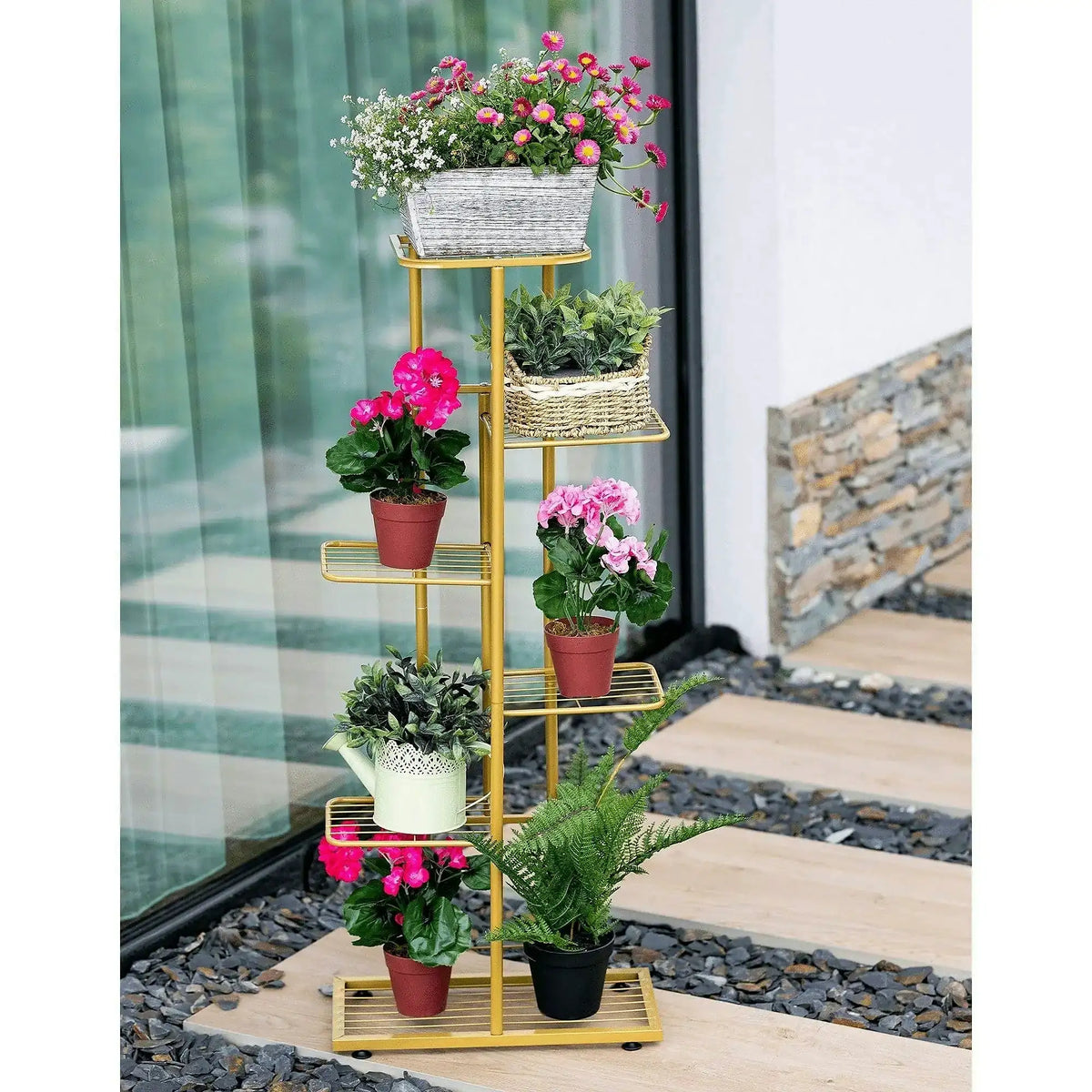 Etajera BAMIR TIP 3, auriu, metal, 44x22x108 cm
