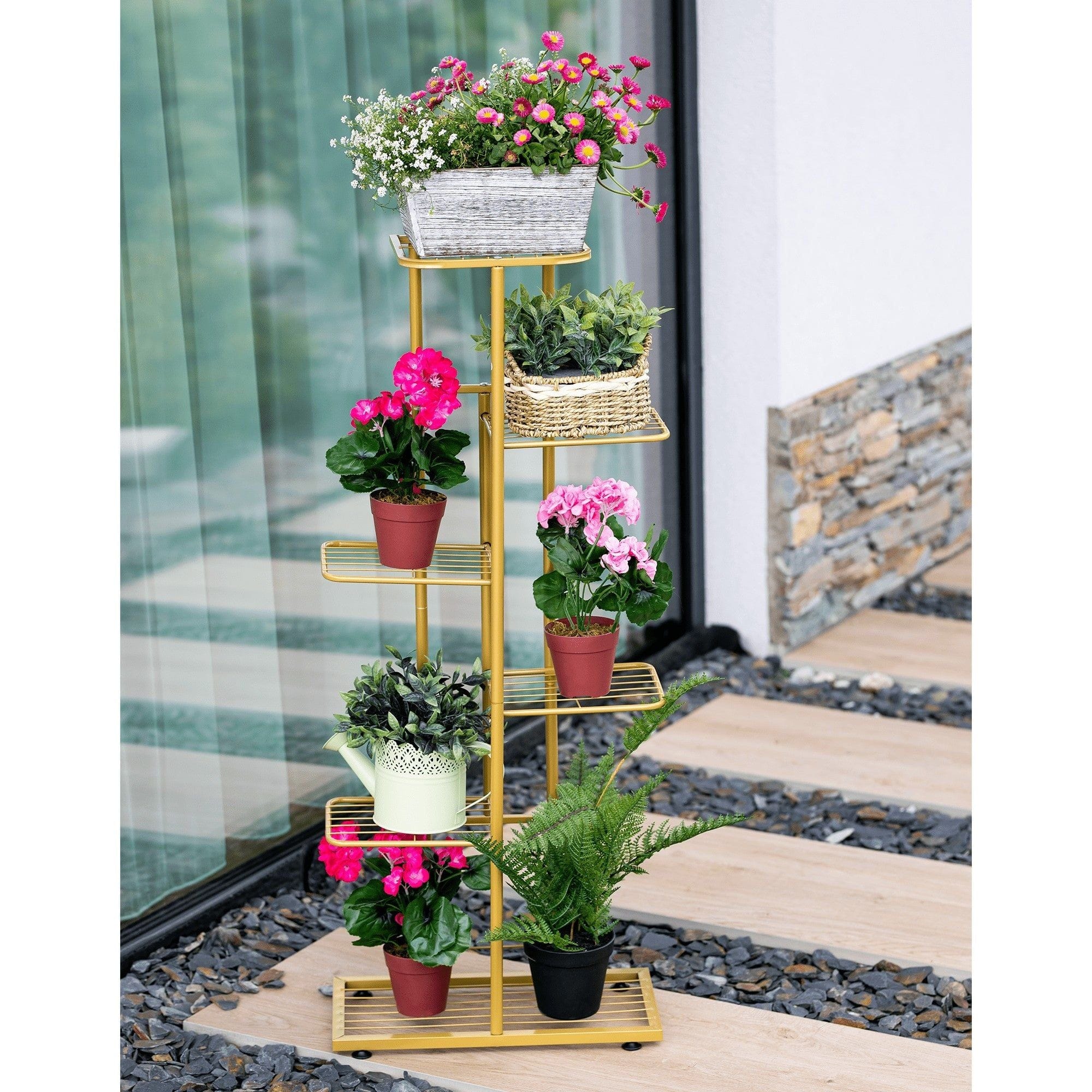 Etajera BAMIR TIP 3, auriu, metal, 44x22x108 cm