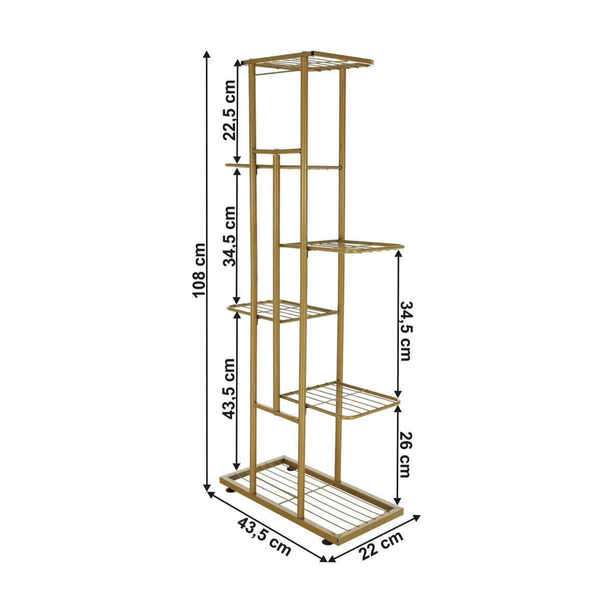 Etajera BAMIR TIP 3, auriu, metal, 44x22x108 cm