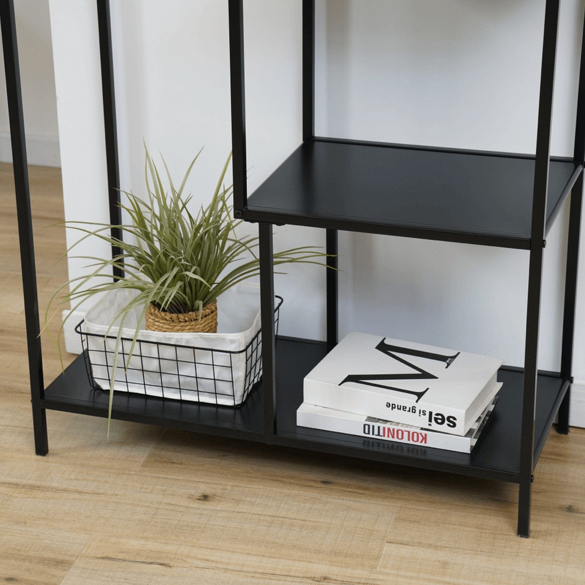 Etajera BILOTE TIP 3, negru, metal, 77x33x185 cm