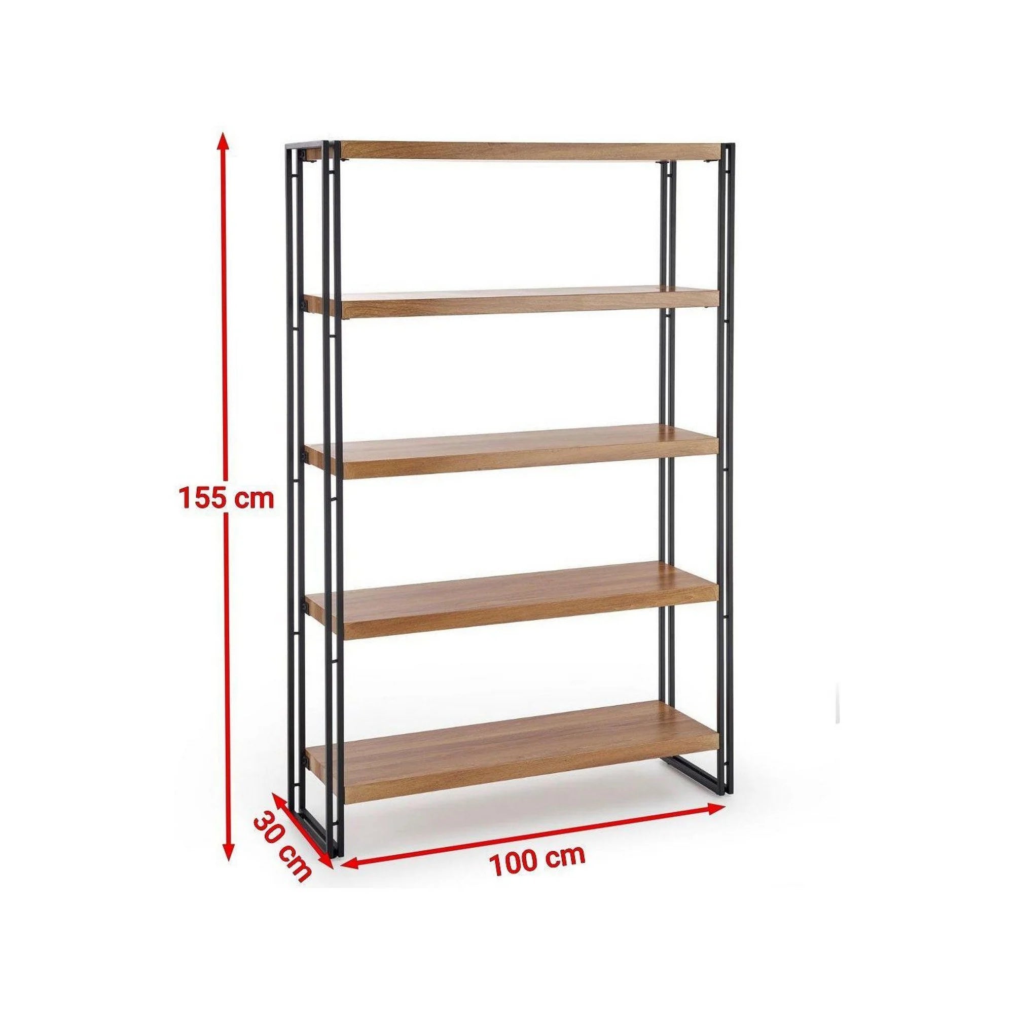 Etajera BOLIVAR REG2, stejar auriu/negru, 100x30x155 cm