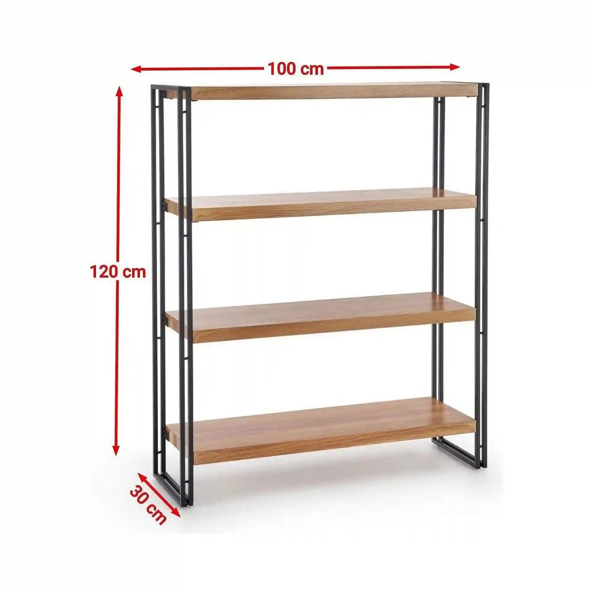 Etajera BOLIVAR, stejar auriu/negru, 100x30x120 cm