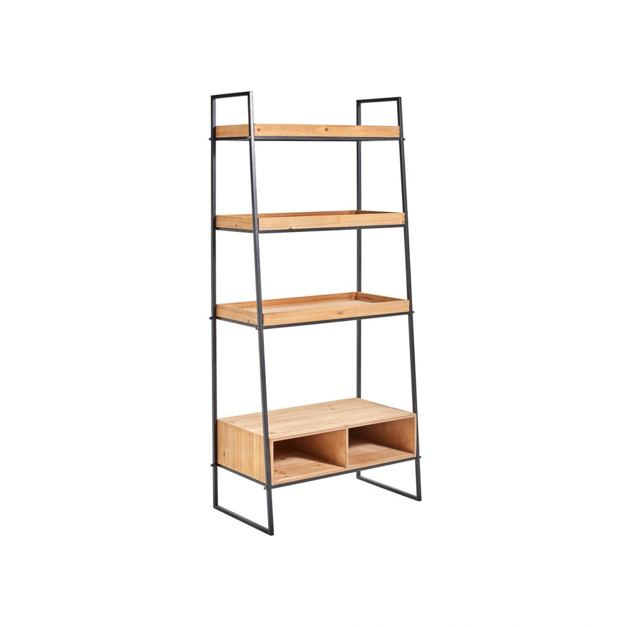 Etajera COBURG, stejar/negru, 65x36x140 cm