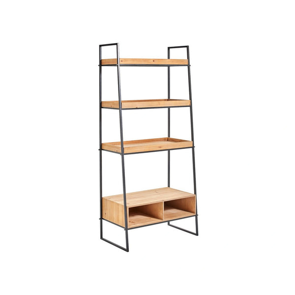 Etajera COBURG, stejar/negru, 65x36x140 cm