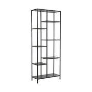 Etajera COSTA A, negru mat, PAL laminat/metal, 70x30x178 cm