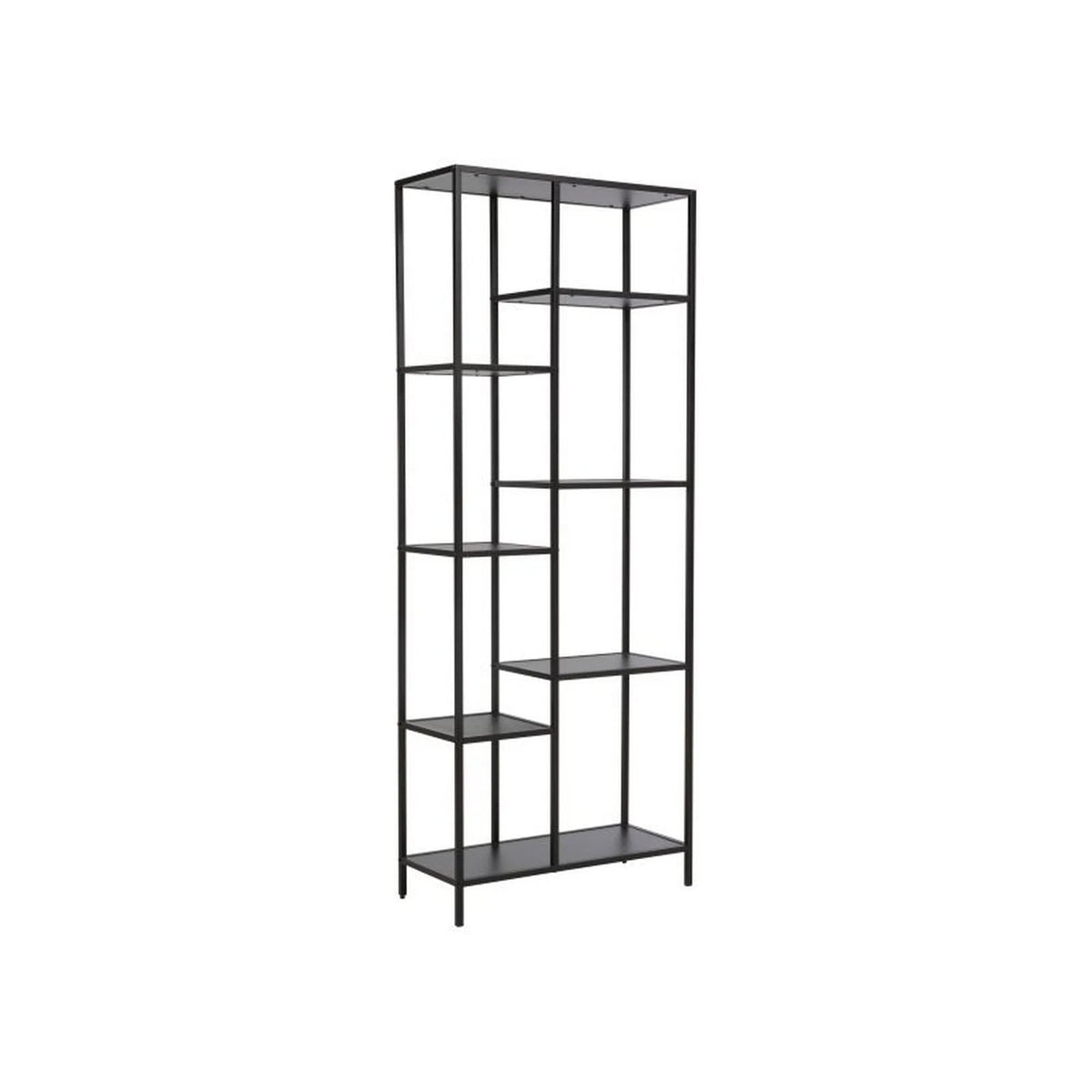 Etajera COSTA A, negru mat, PAL laminat/metal, 70x30x178 cm