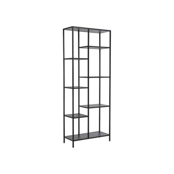 Etajera COSTA A, negru mat, PAL laminat/metal, 70x30x178 cm