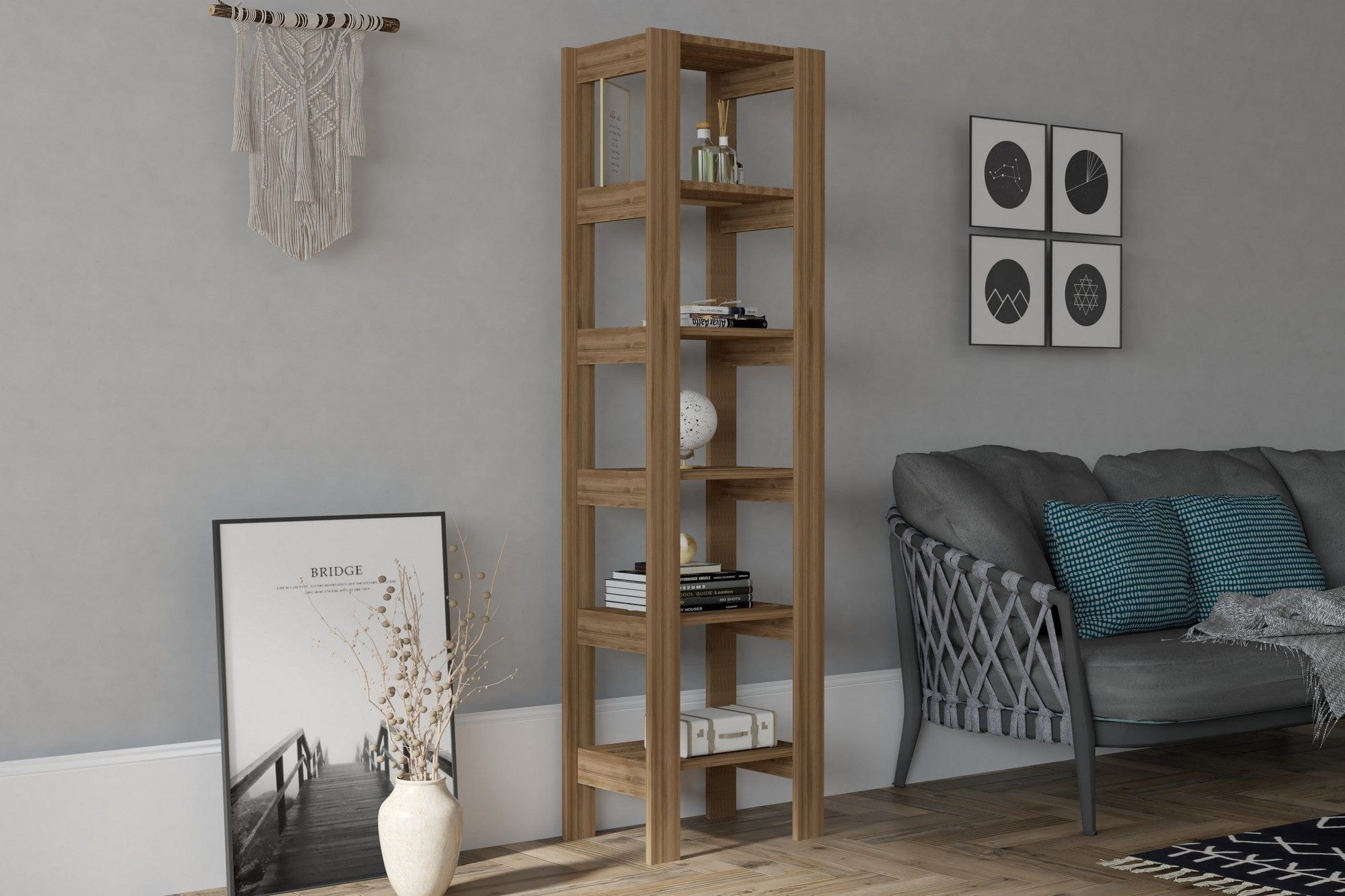 Etajera CREATOR, nuc, PAL melaminat, 50x34x180 cm