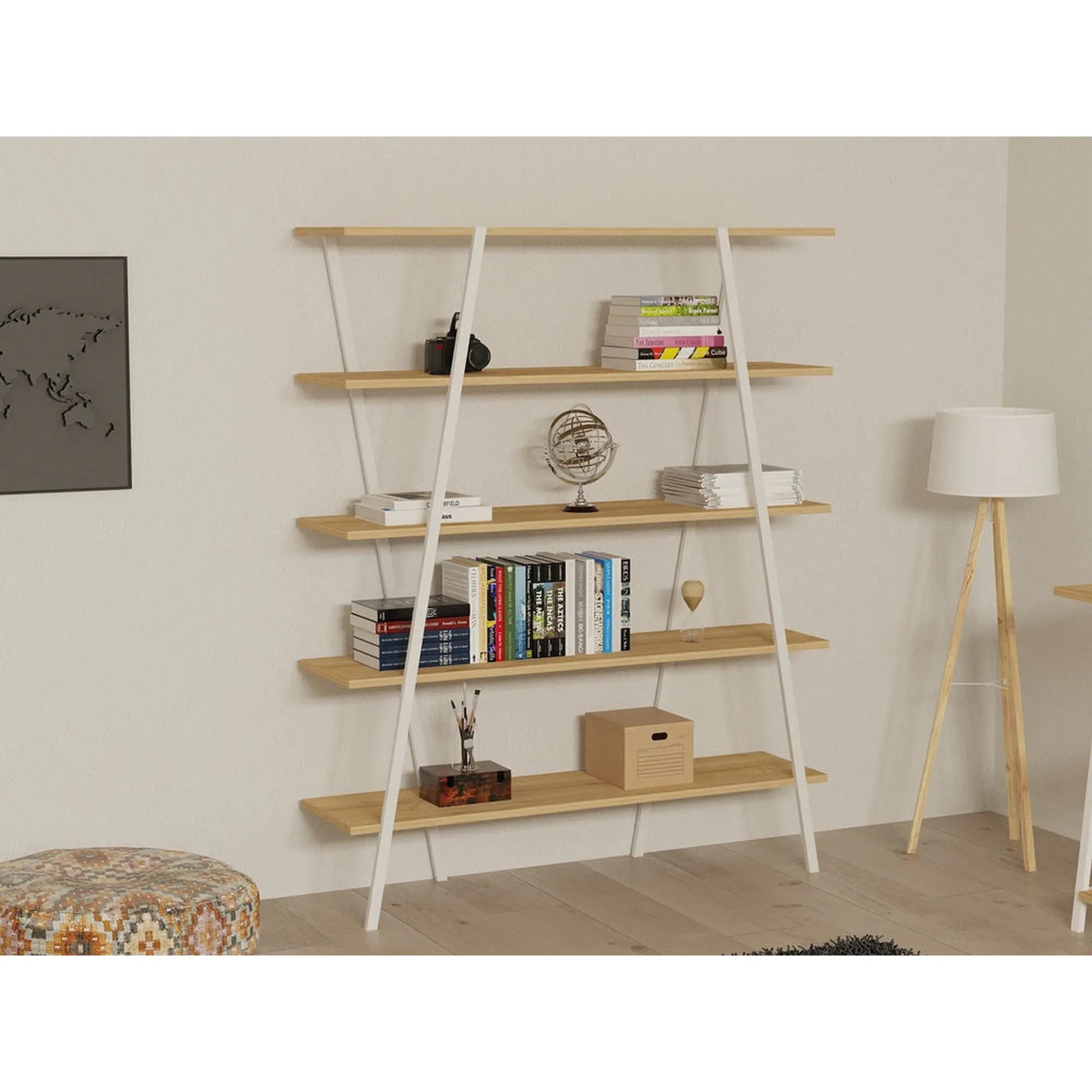Etajera DOBRA, stejar sonoma/alb, PAL melaminat, 120x36x150 cm