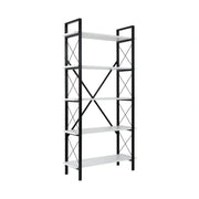 Etajera ELYSIAN, alb/negru, PAL/metal, 90x34x180 cm
