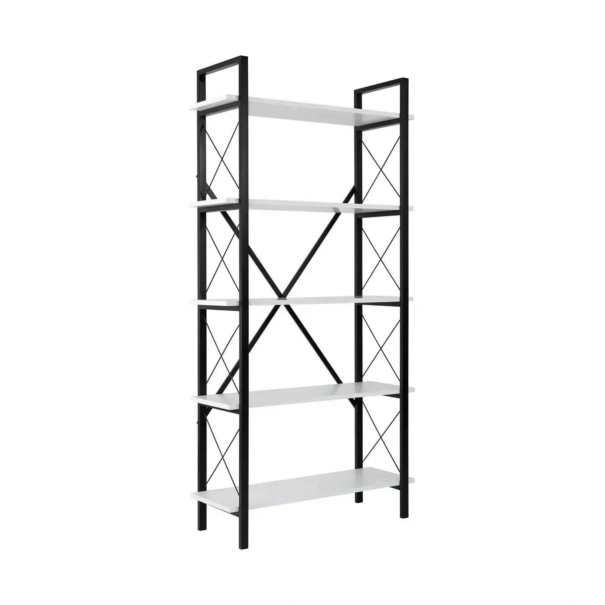 Etajera ELYSIAN, alb/negru, PAL/metal, 90x34x180 cm