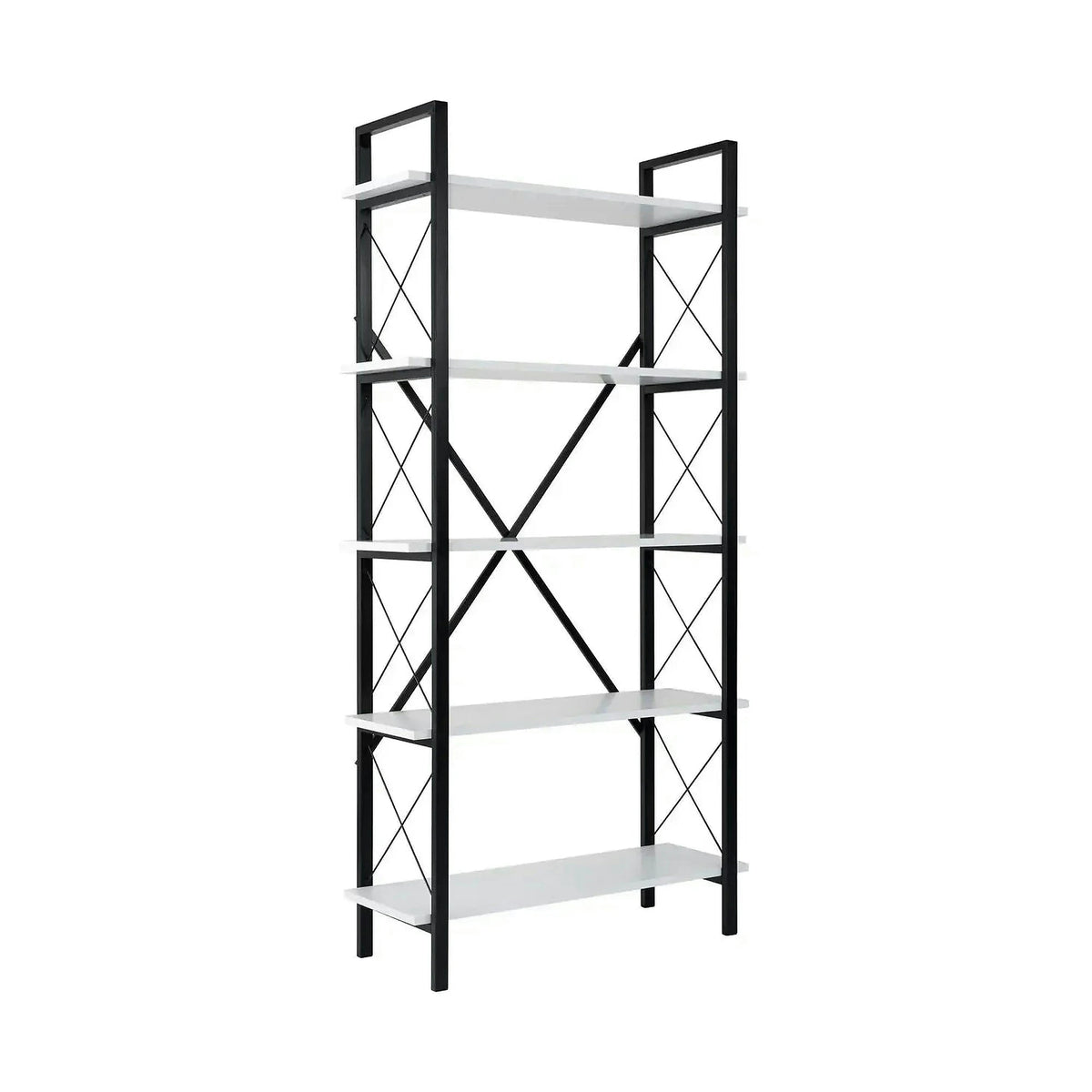 Etajera ELYSIAN, alb/negru, PAL/metal, 90x34x180 cm