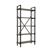 Etajera ELYSIAN, nuc/negru, PAL/metal, 90x34x180 cm