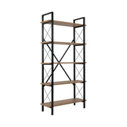 Etajera ELYSIAN, pin/negru, PAL/metal, 90x34x180 cm