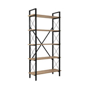 Etajera ELYSIAN, stejar/negru, PAL/metal, 90x34x180 cm