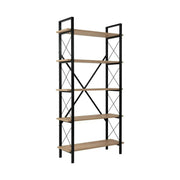 Etajera ELYSIAN, stejar/negru, PAL/metal, 90x34x180 cm
