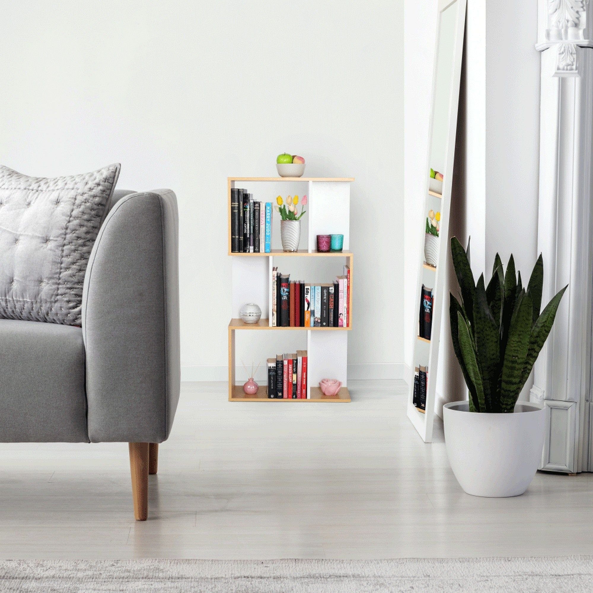 Etajera ERDEM NEW TYP 1, stejar natural/alb, DTD, 60x24x108 cm