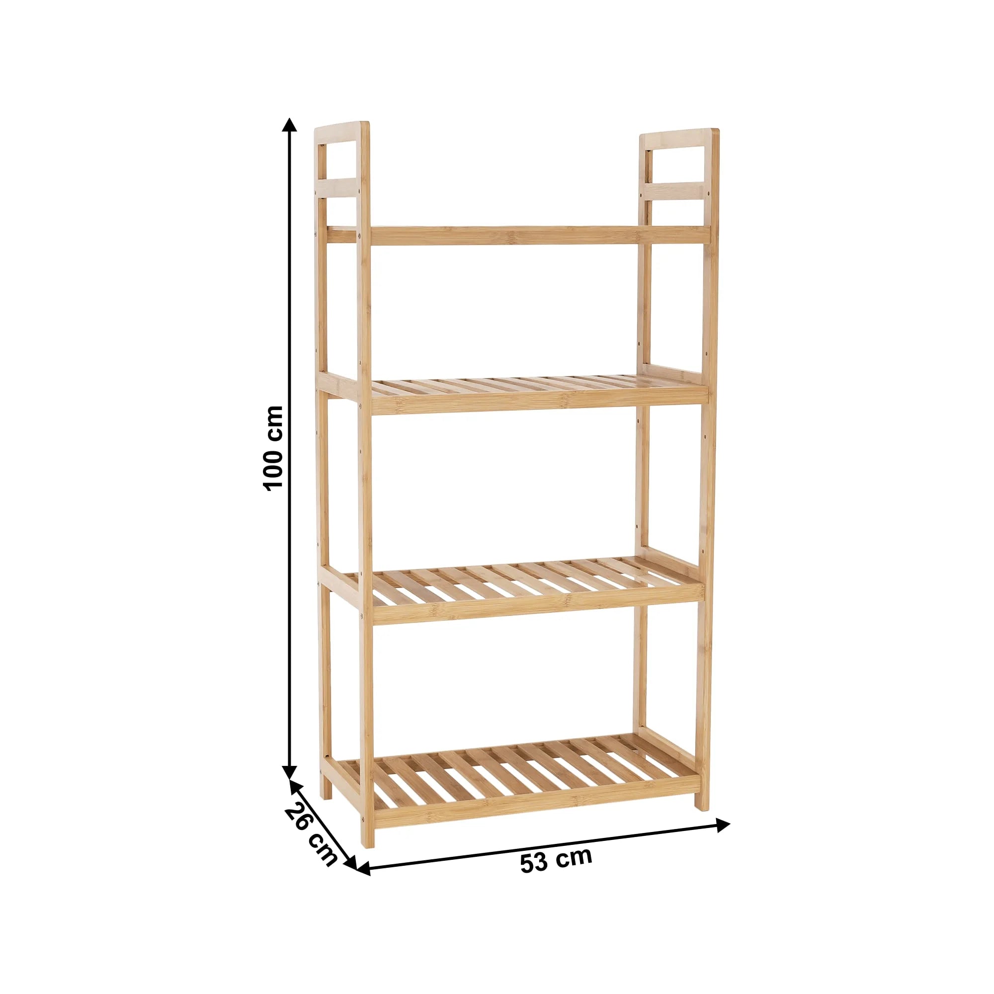 Etajera FIORE TIP 2, bambus natural lacuit, 53x26x100 cm