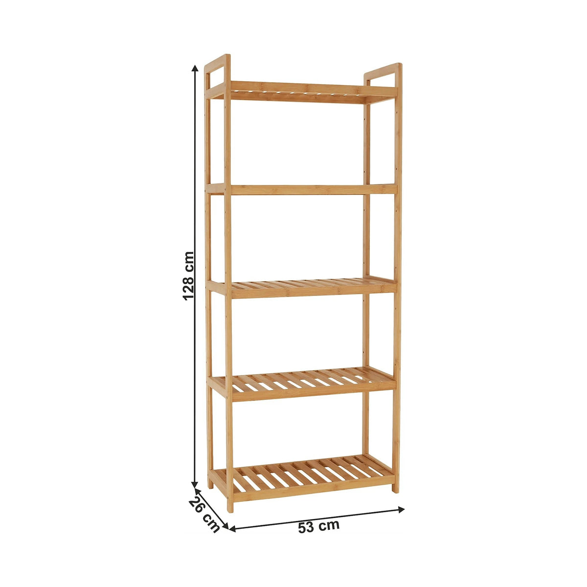 Etajera FIORE TIP 3, bambus natural lacuit, 53x26x128 cm