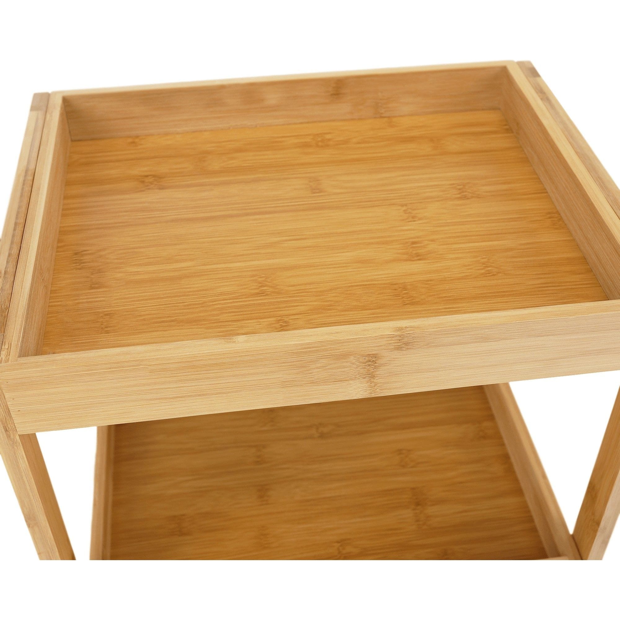 Etajera KELANA, gri, bambus natural lacuit, 40x30x88 cm