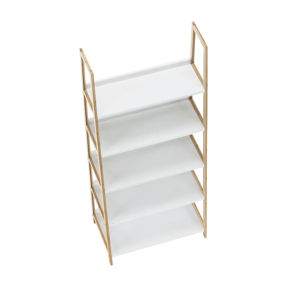 Etajera KOEN TYP 3, alb/bambus natural, 63x36x149 cm