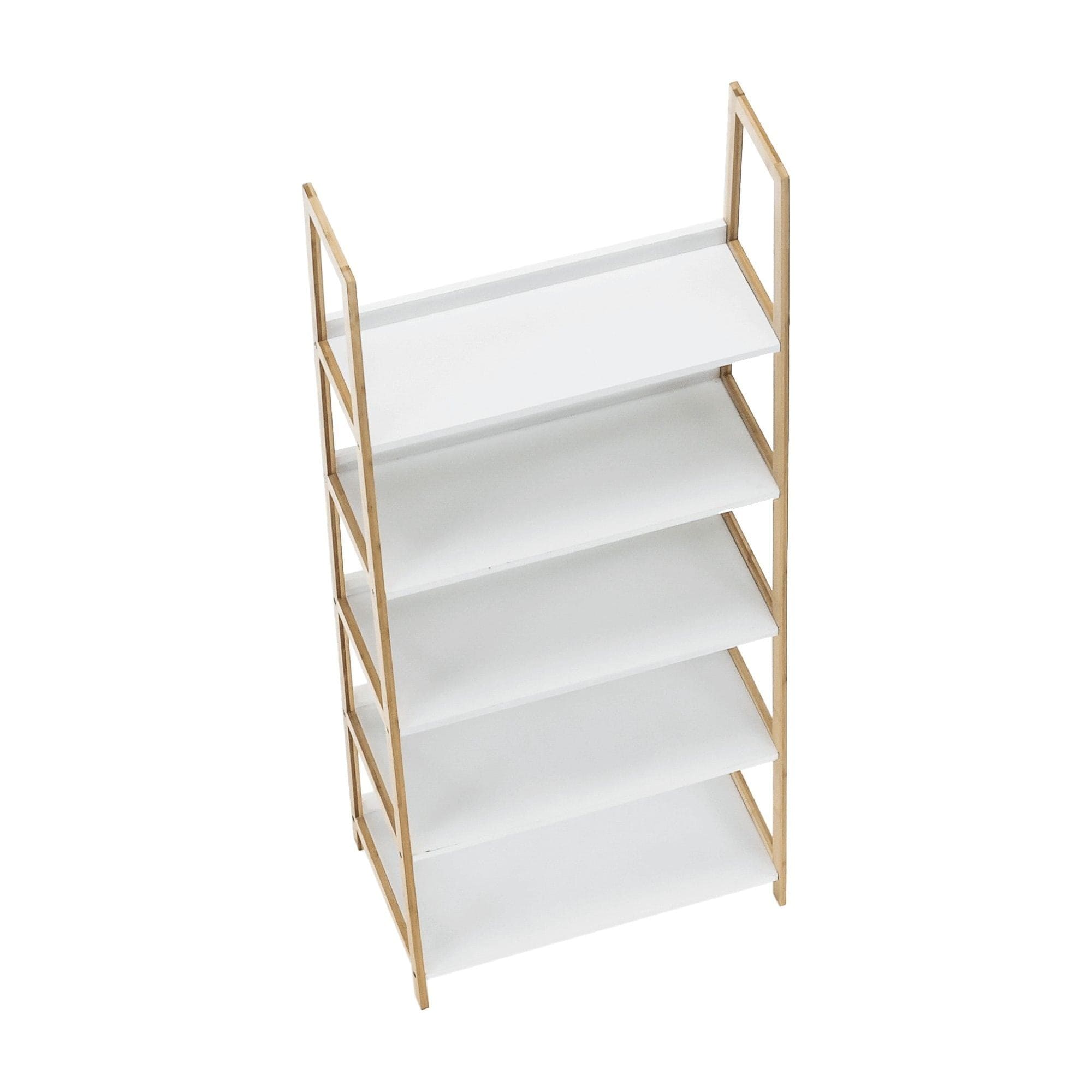 Etajera KOEN TYP 3, alb/bambus natural, 63x36x149 cm